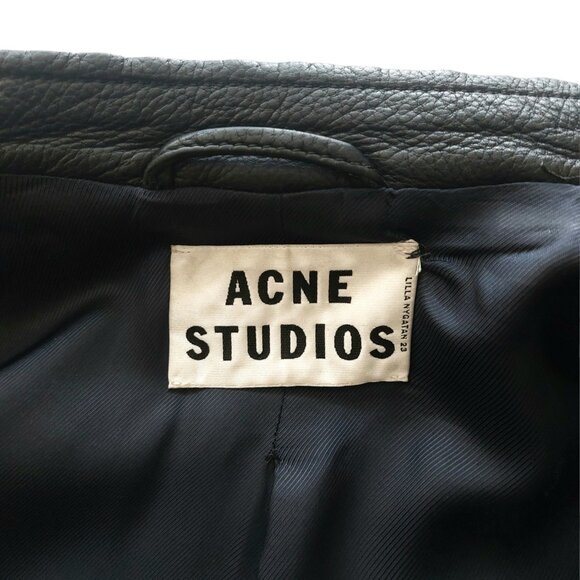 Acne Studios Oliver Leather Jacket Black Men's Size 48 M - Picture 11 of 15